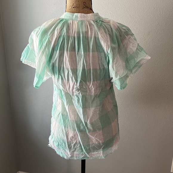 Maeve gingham flutter sleeve top Anthropologie - Picture 6 of 6